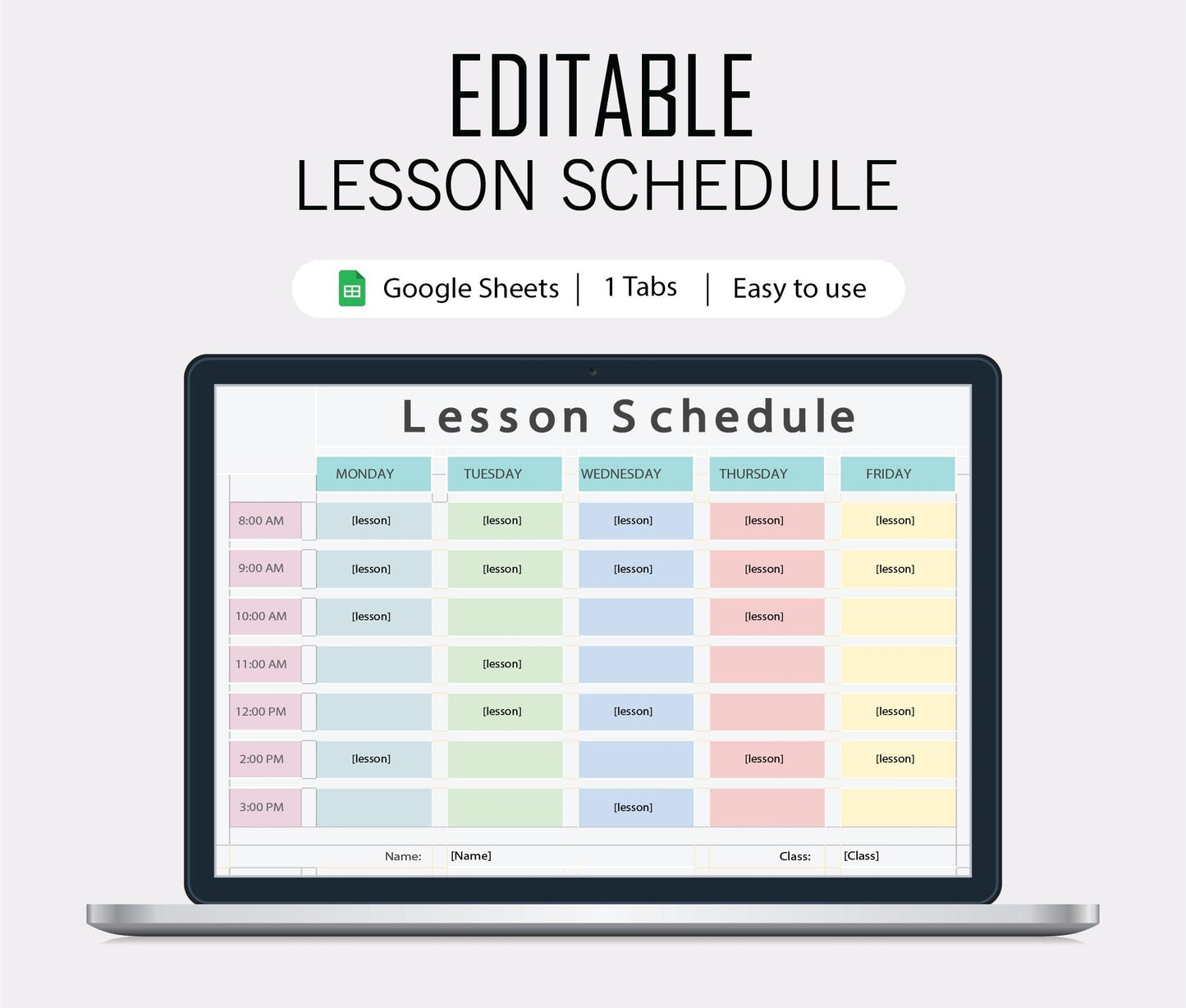 EDITABLE Weekly Lesson Plan