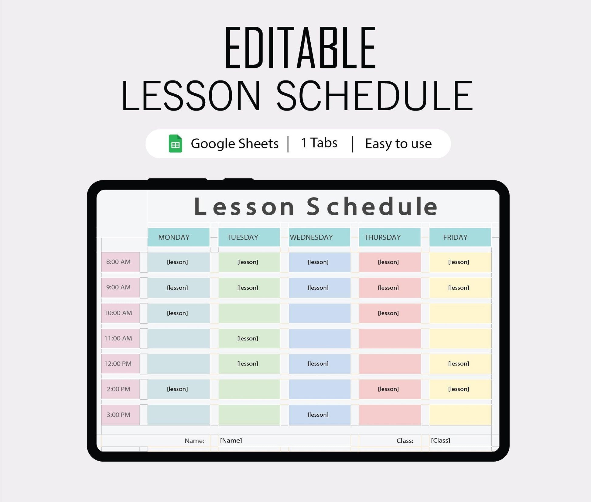 EDITABLE Weekly Lesson Plan