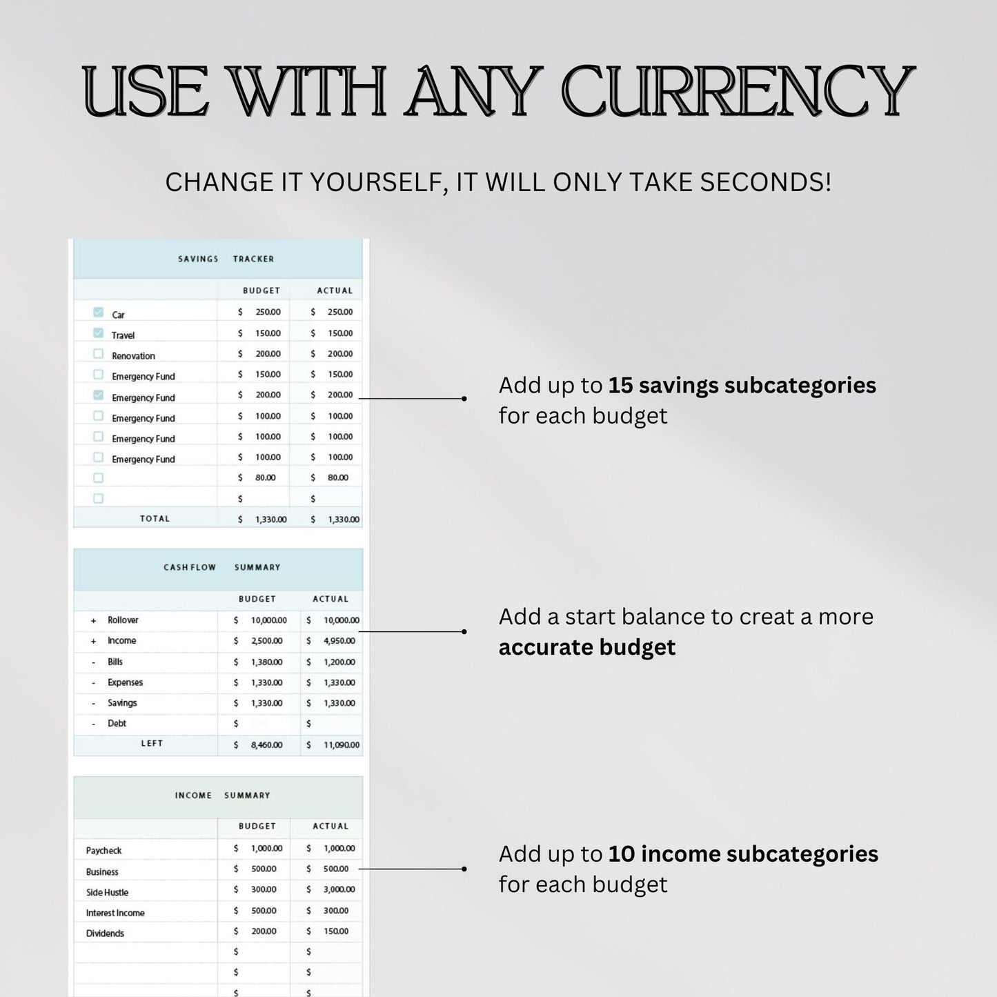 Google Sheets budget template